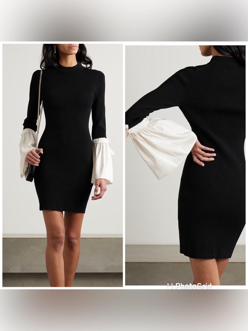 SIMKHAI Agathea satin-trimmed ribbed-knit mini dress New with Tags!